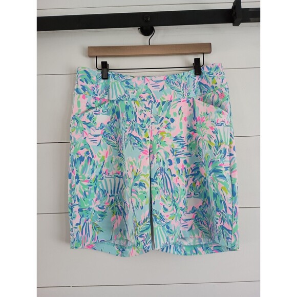 Lilly Pulitzer Pants - Lilly Pulitzer Luxletic Skirt & Shorts Skort Sz 12 Green Blue/Hot Pinks in EC